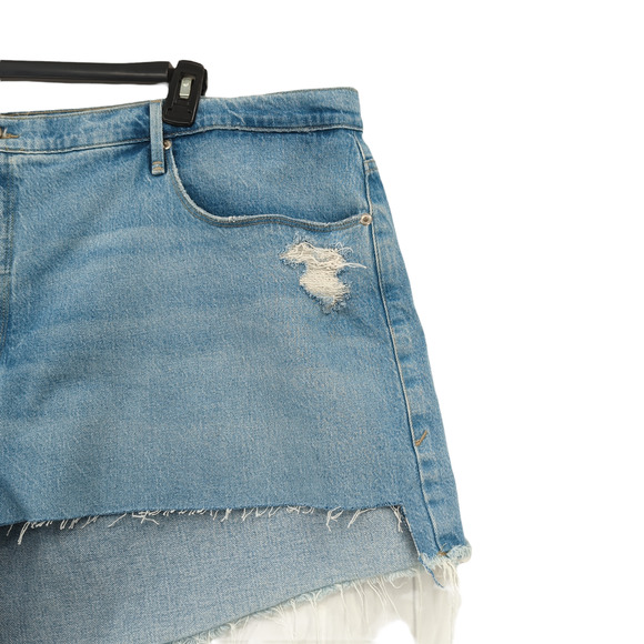 Good American Women 24 Plus Good 90s Shorts Blue 650 High Waist Distressed NEW - Picture 3 of 8